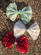 Organza Tulle Hair Bow Clip – Handmade Sparkly Girl's Accessory