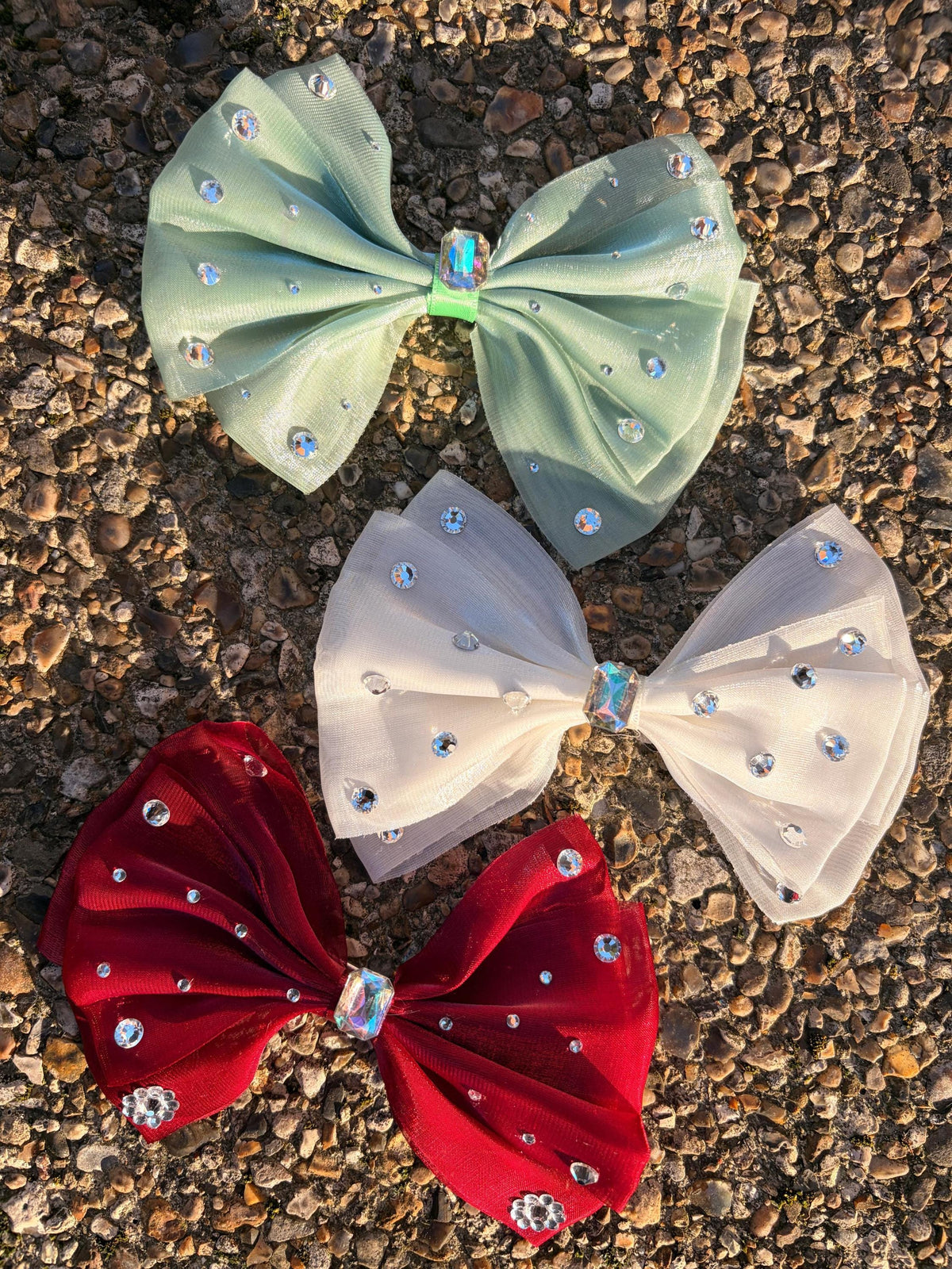 Organza Tulle Hair Bow Clip – Handmade Sparkly Girl's Accessory