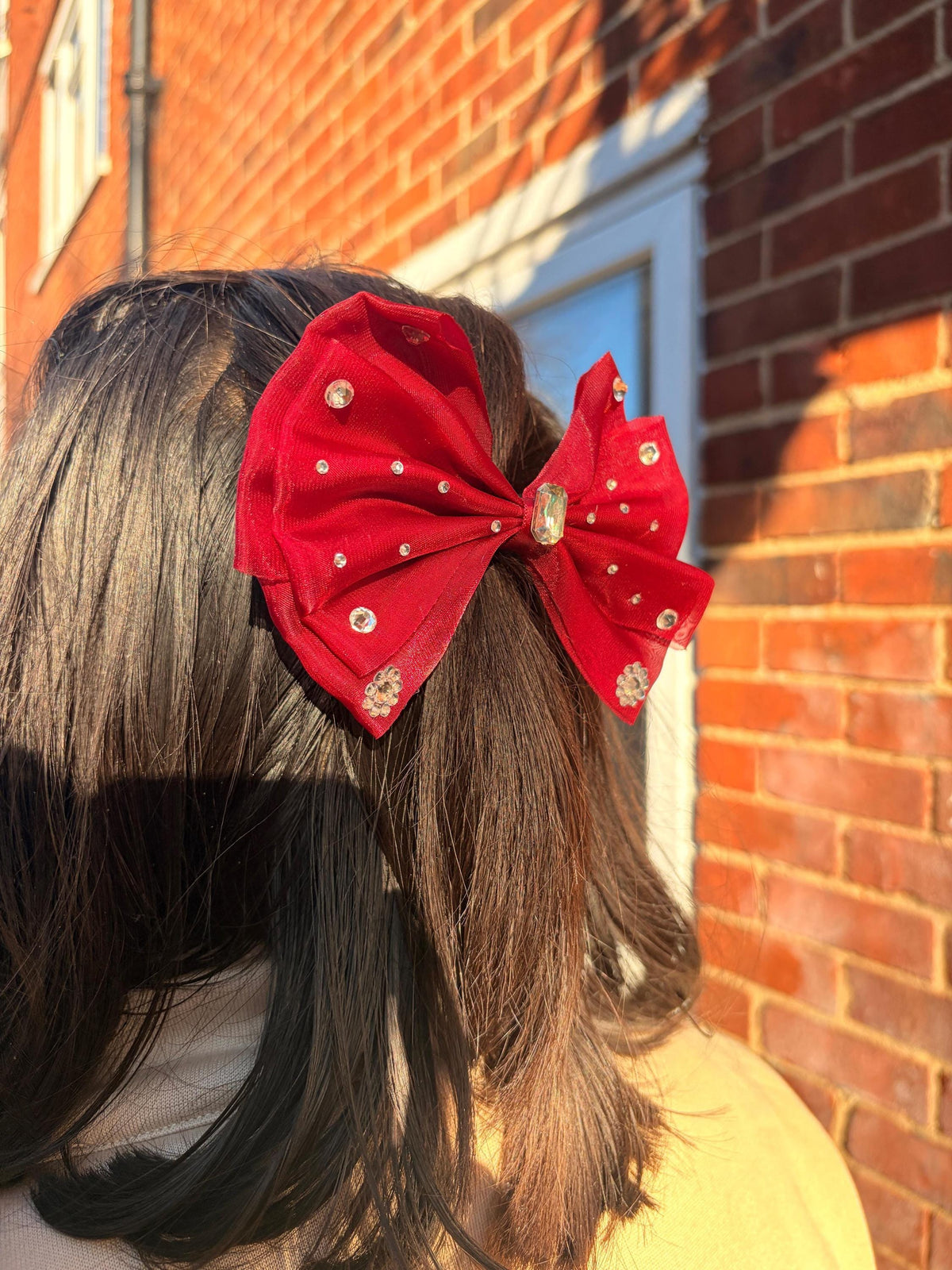 Organza Tulle Hair Bow Clip – Handmade Sparkly Girl's Accessory