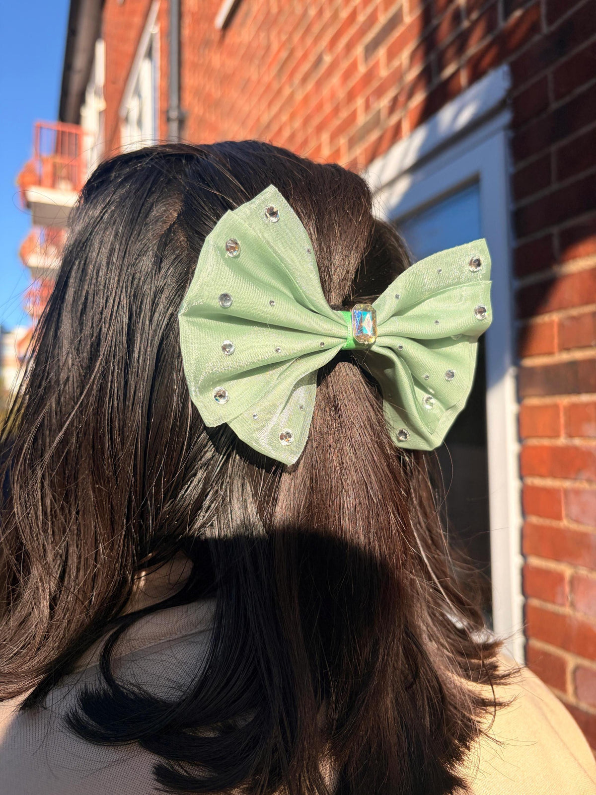 Organza Tulle Hair Bow Clip – Handmade Sparkly Girl's Accessory