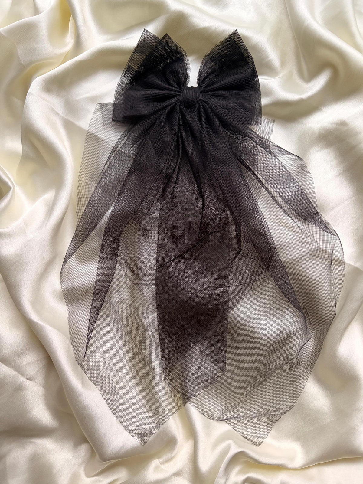 Black Oversized Hair Clip | Veil Bow | Gothic Wedding Accessory | Dramatic Dark Academia Bow