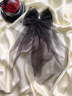 Black Oversized Hair Clip | Veil Bow | Gothic Wedding Accessory | Dramatic Dark Academia Bow