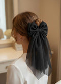 Black Oversized Hair Clip | Veil Bow | Gothic Wedding Accessory | Dramatic Dark Academia Bow