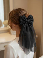 Black Oversized Hair Clip | Veil Bow | Gothic Wedding Accessory | Dramatic Dark Academia Bow