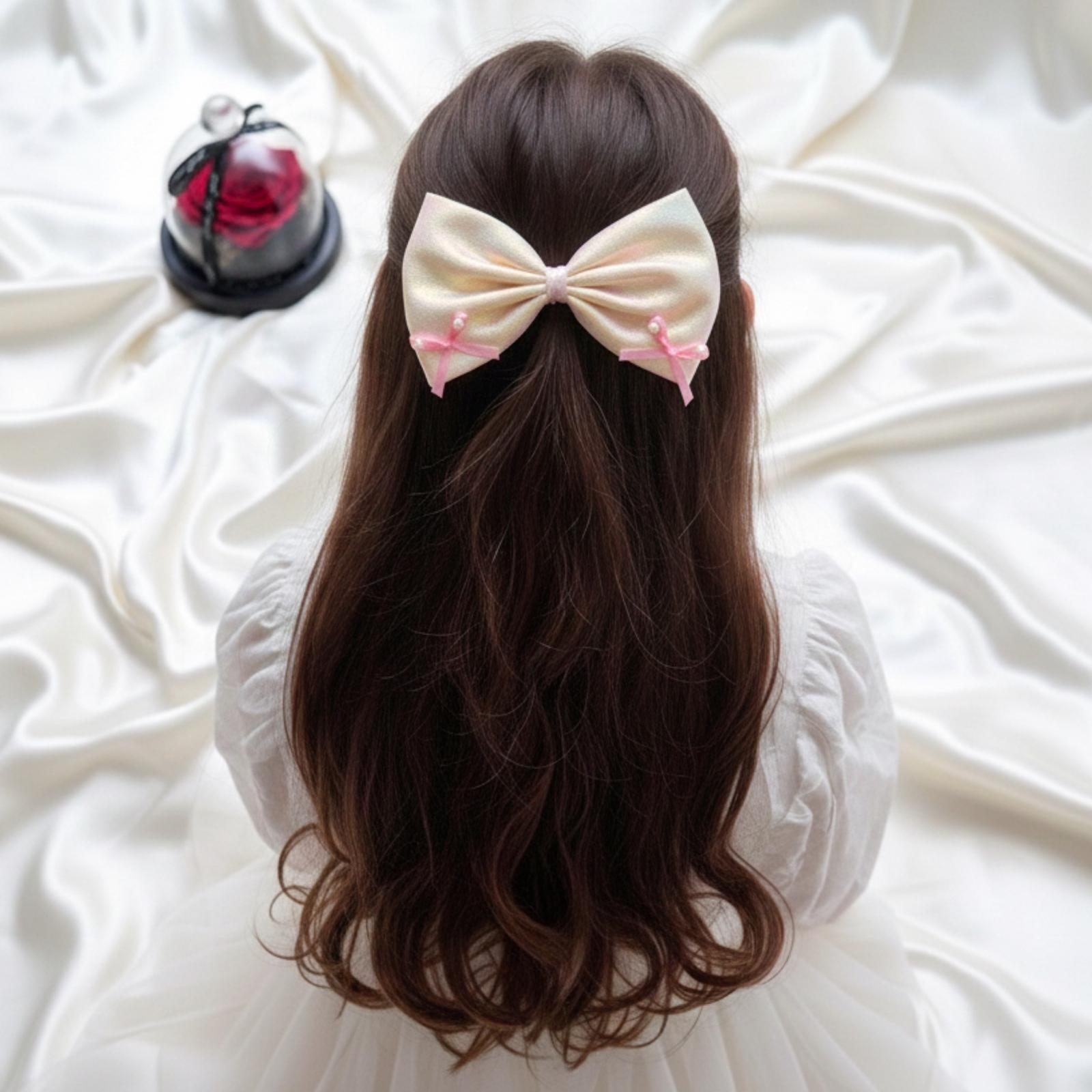 Holographic Hair Bow Clip – Pastel Colors, Couture Inspired