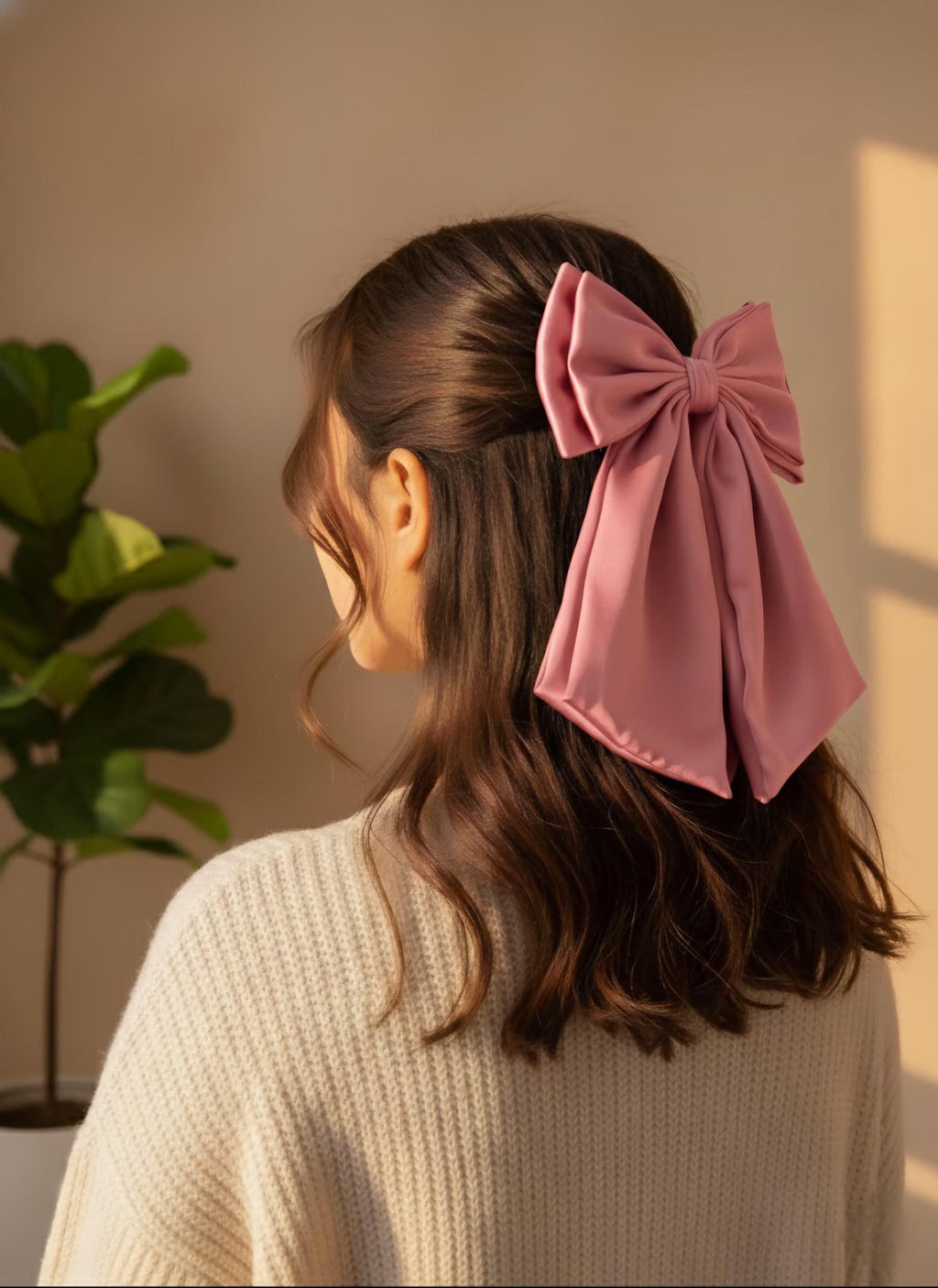 Maxi Satin Hair Bow Clip, French Barrette, Long Tail