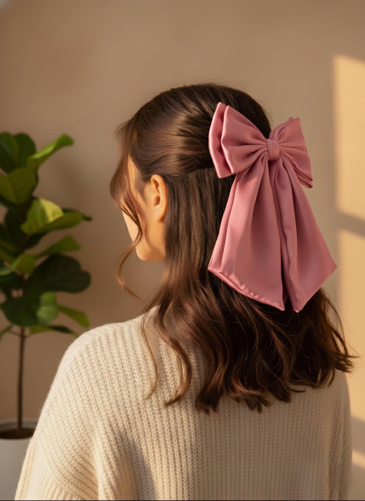 Maxi Satin Hair Bow Clip, French Barrette, Long Tail