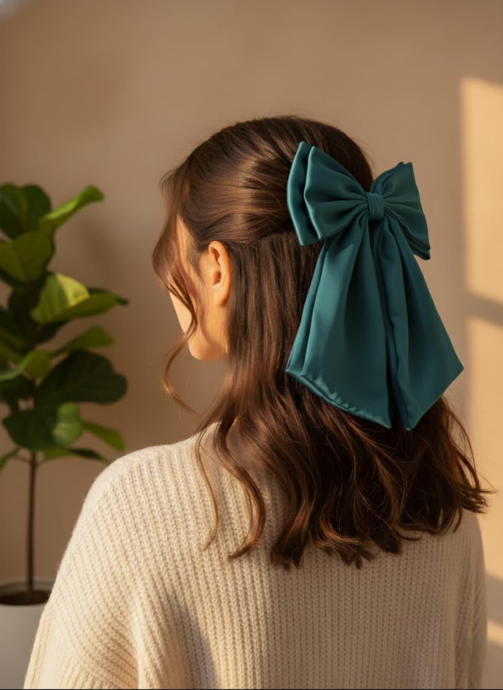 Maxi Satin Hair Bow Clip, French Barrette, Long Tail