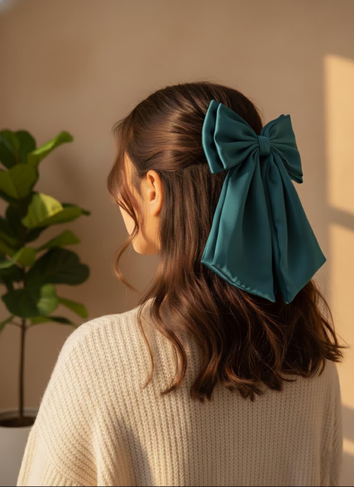 Maxi Satin Hair Bow Clip, French Barrette, Long Tail