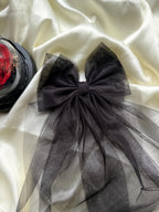 Black Oversized Hair Clip | Veil Bow | Gothic Wedding Accessory | Dramatic Dark Academia Bow