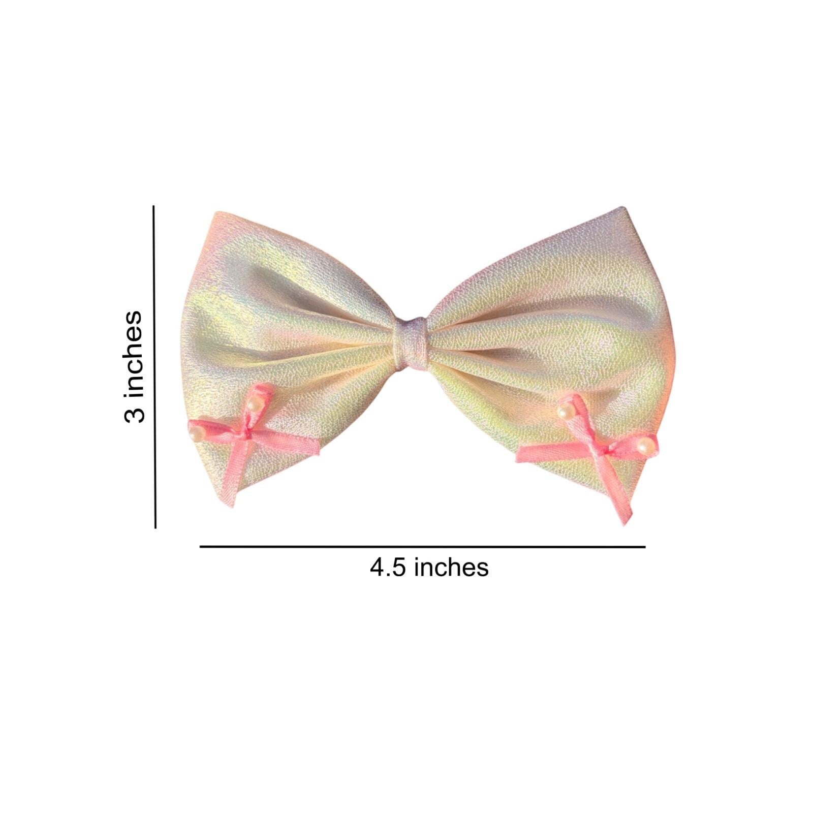 Holographic Hair Bow Clip – Pastel Colors, Couture Inspired