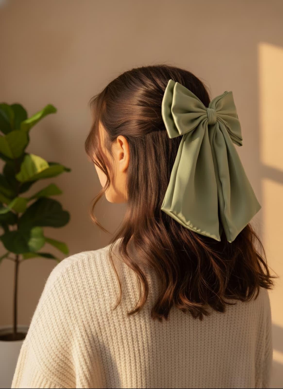 Maxi Satin Hair Bow Clip, French Barrette, Long Tail