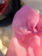 Pink Organza Bow Hair Clip, Beaded Coquette Hair Accessory - Gift for her
