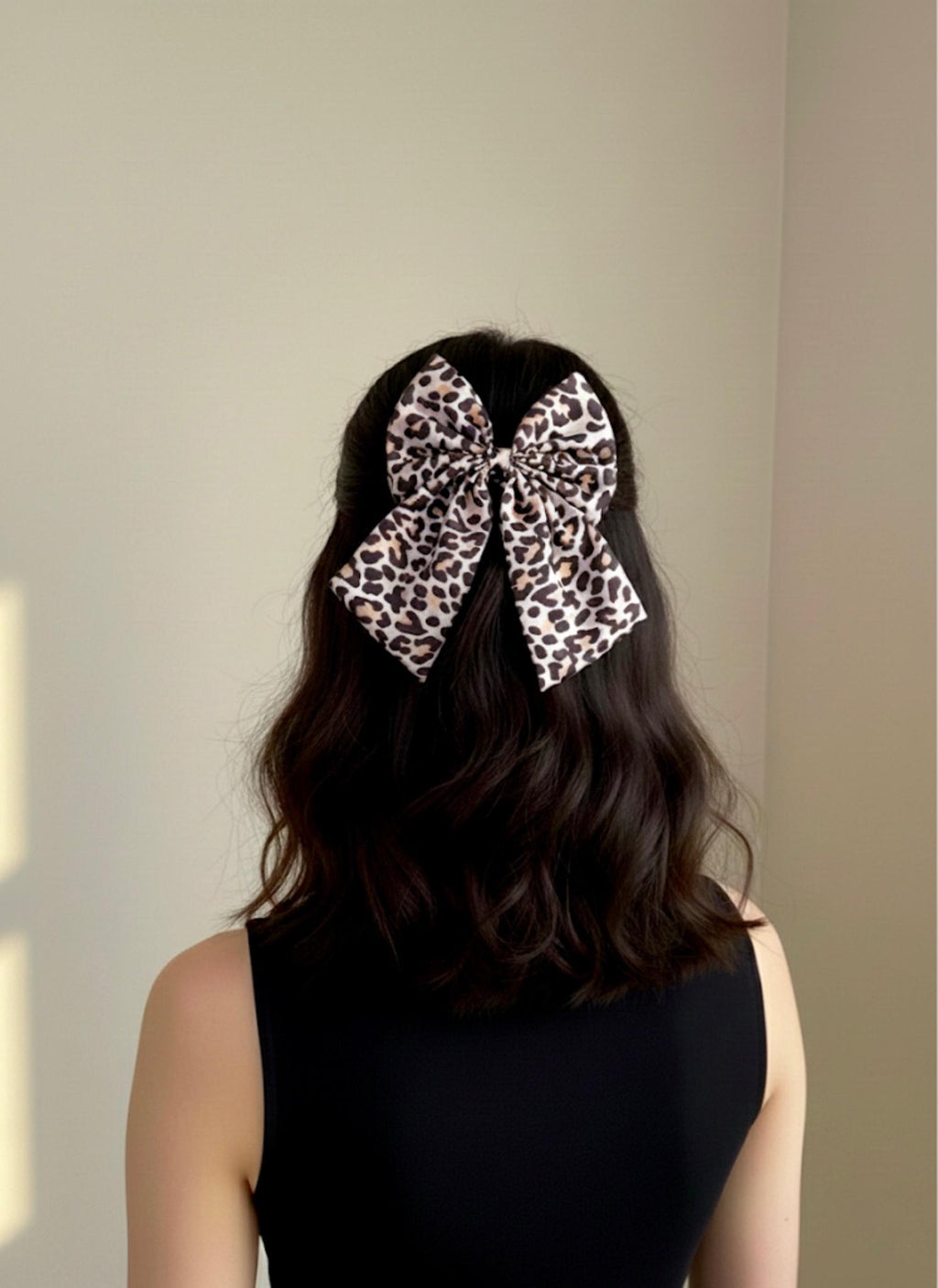 Oversized Leopard Print Hair Bow, Alligator Clip Barrette