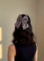 Oversized Leopard Print Hair Bow, Alligator Clip Barrette