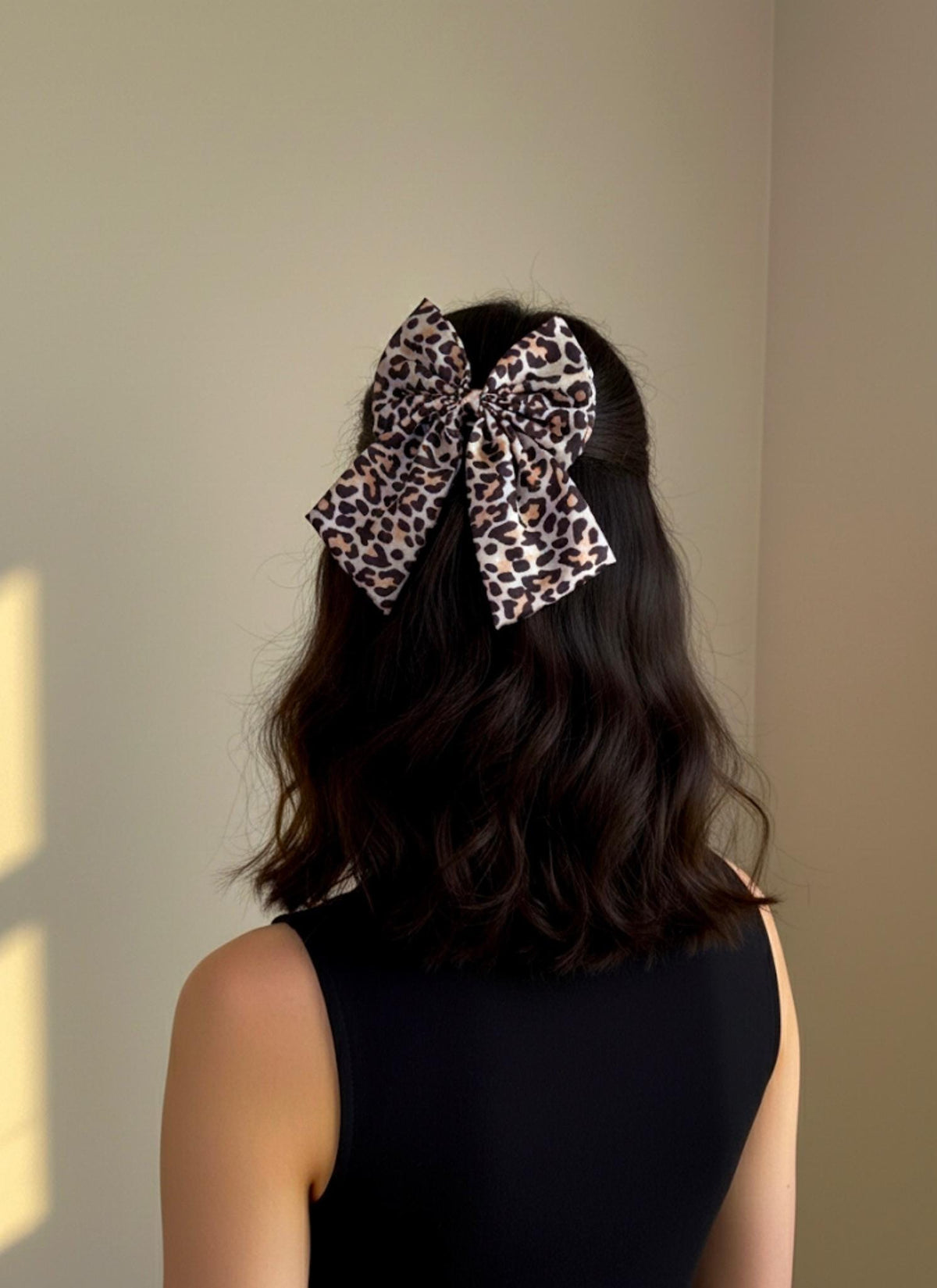 Oversized Leopard Print Hair Bow, Alligator Clip Barrette