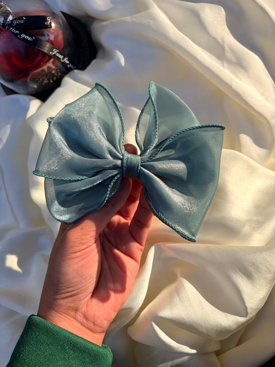 Sheer Organza Bow Hair Clip | Coquette Balletcore Accessory, Ribbon for school girls
