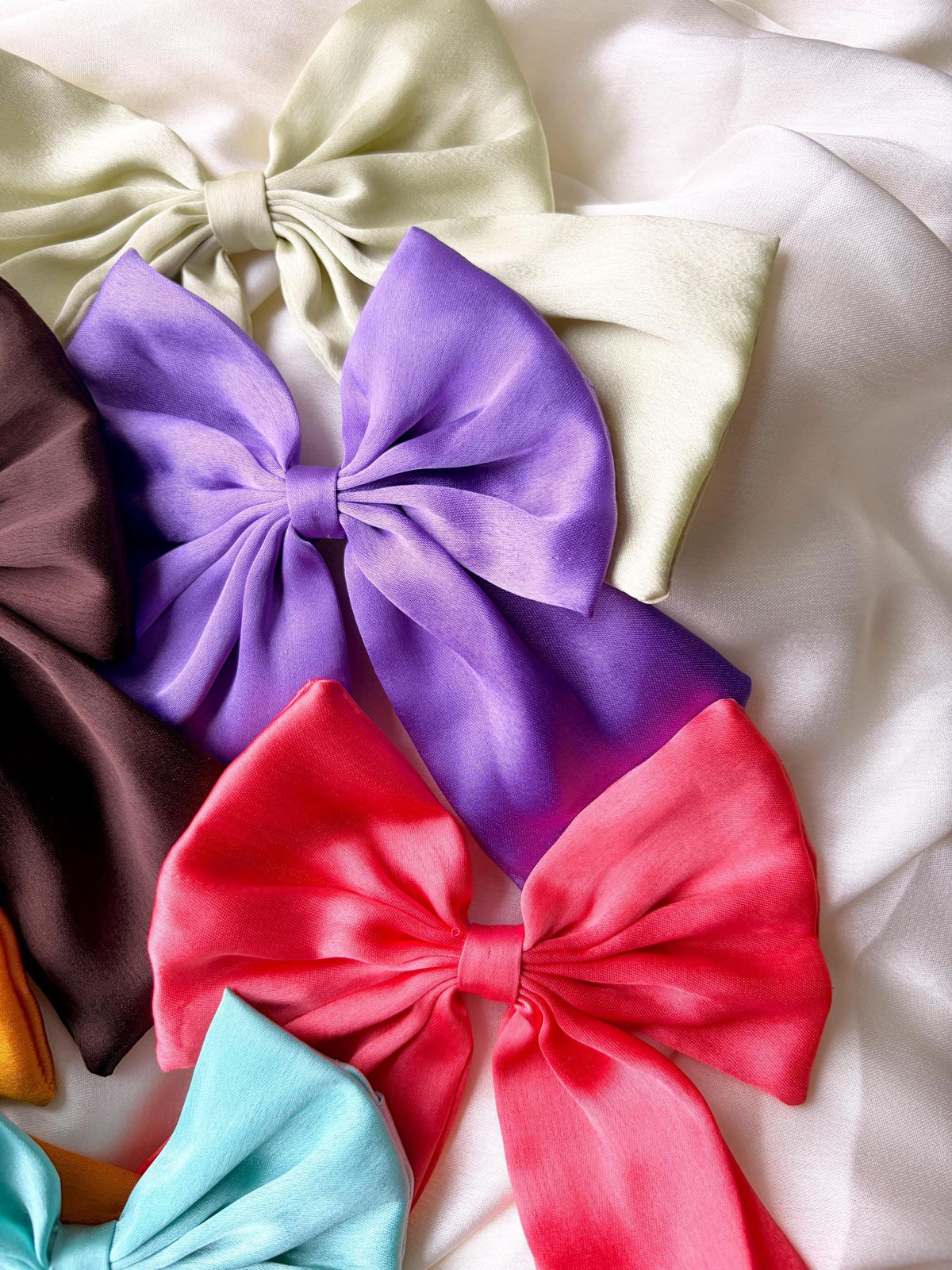 Oversized Silk Satin Bow Hair Clip, Coquette Accessory, Women Girls Pigtail Clip