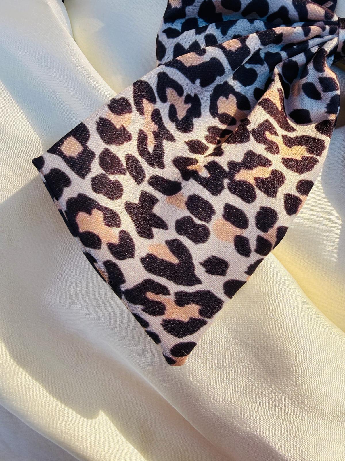 Oversized Leopard Print Hair Bow, Alligator Clip Barrette