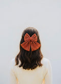 Red Pleated Statement Hair Bow, Oversized Barrette Clip