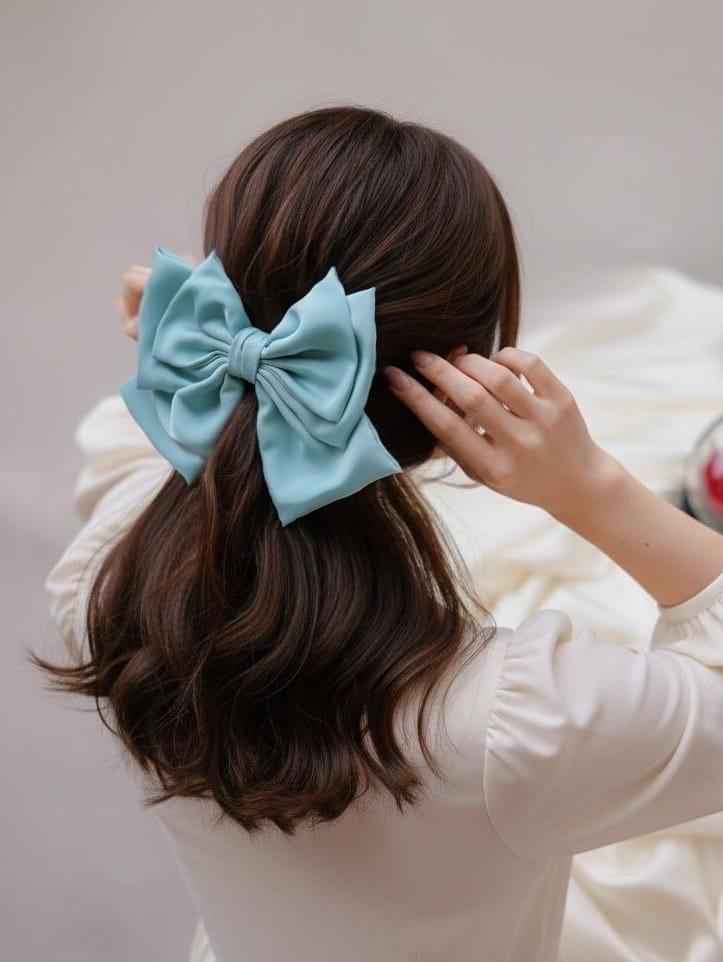 Oversized Matte Statement Hair Bow - Double Layered Barrette, Minimalist Modern Accessory