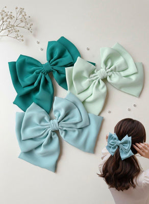 Oversized Matte Statement Hair Bow - Double Layered Barrette, Minimalist Modern Accessory