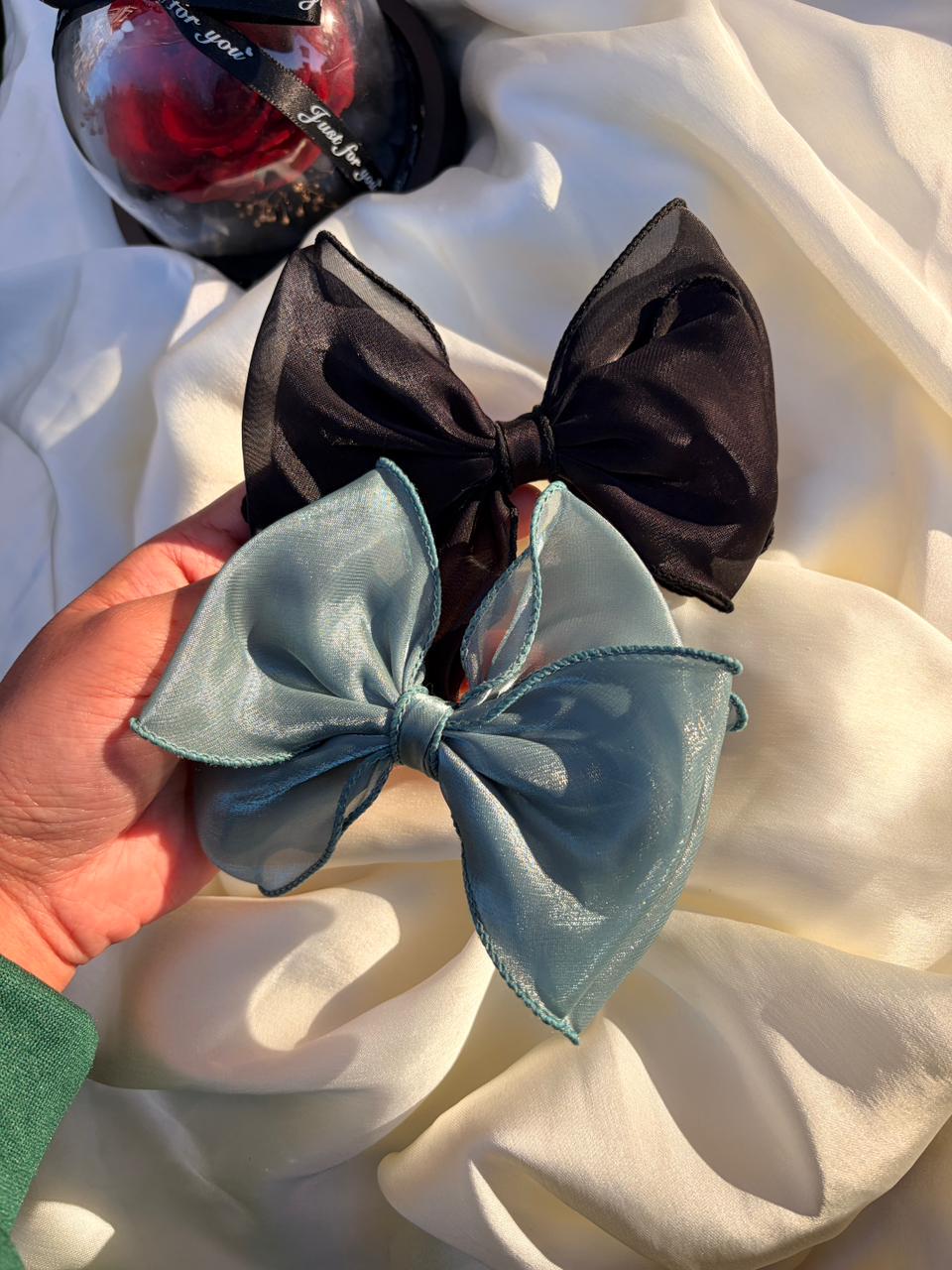 Sheer Organza Bow Hair Clip | Coquette Balletcore Accessory, Ribbon for school girls
