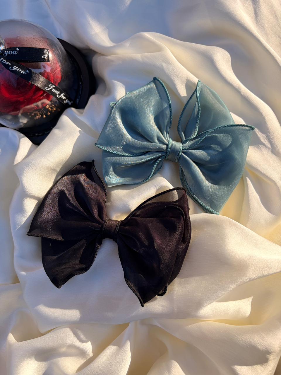 Sheer Organza Bow Hair Clip | Coquette Balletcore Accessory, Ribbon for school girls