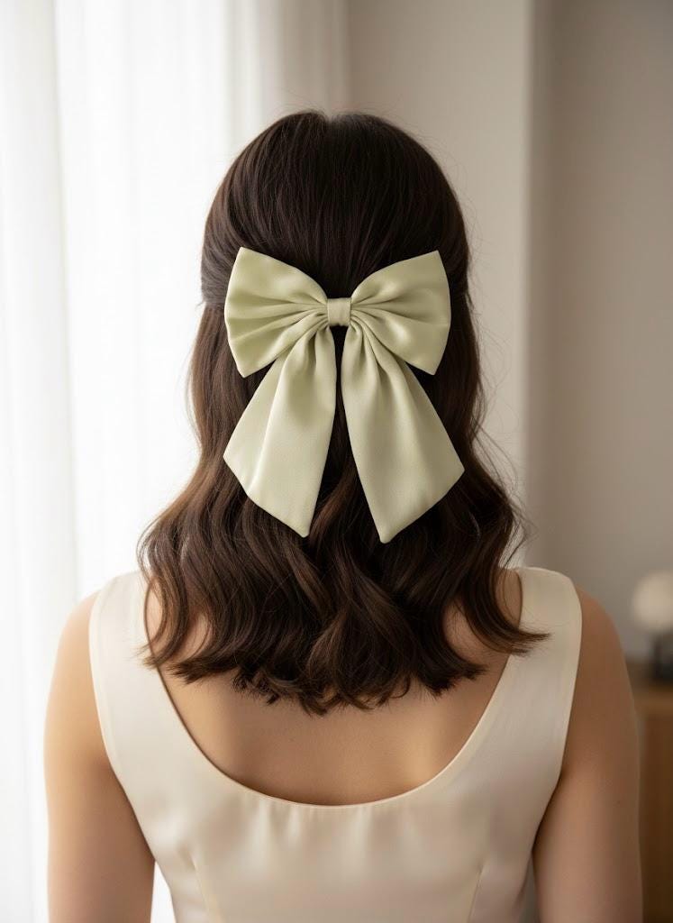 Oversized Silk Satin Bow Hair Clip, Coquette Accessory, Women Girls Pigtail Clip