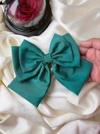 Oversized Matte Statement Hair Bow - Double Layered Barrette, Minimalist Modern Accessory