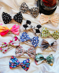 Printed Fabric Hair Bows, Handmade Satin Hair Accessories, Floral Checkered Patterns