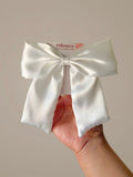 Large White Satin Bridal Bow Hair Clip | Coquette Ballet core Wedding Ribbon
