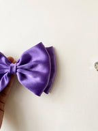 Large Lavender Satin Double Layer Hair Bow, Wedding Accessory, Preppy Style Ribbon Clip