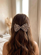 Leopard Print Hair Bow, Cheetah Animal Alligator Clip Accessory