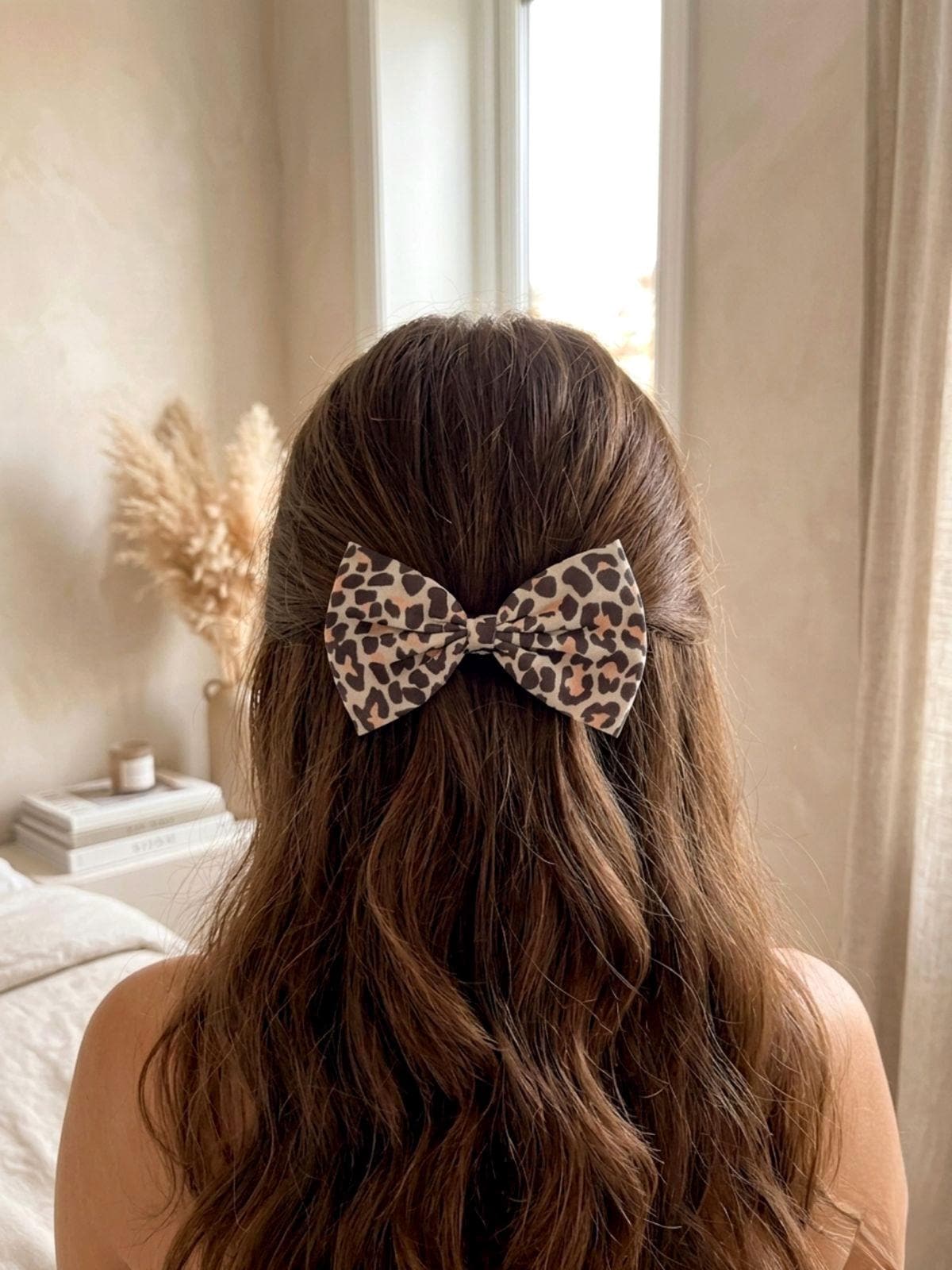 Leopard Print Hair Bow, Cheetah Animal Alligator Clip Accessory