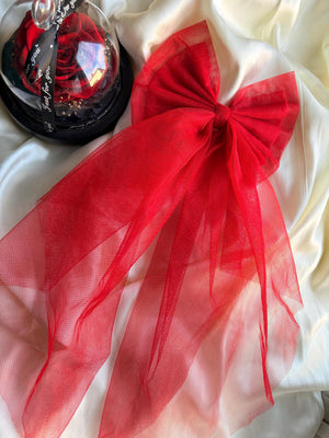 Red Oversized Hair Clip | Veil Bow | Sailor with Long Tails | Wedding Accessory