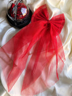 Red Oversized Hair Clip | Veil Bow | Sailor with Long Tails | Wedding Accessory