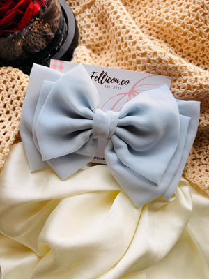 Extra large Dusty Blue Oversized Chiffon Hair Bow Clip, Romantic Coquette Style Accessory