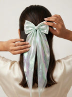 Pearlescent Shimmer Oversized Hair Bow - Elegant Pearl Edged Statement Clip