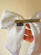 Large White Satin Bridal Bow Hair Clip | Coquette Ballet core Wedding Ribbon