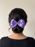 Large Lavender Satin Double Layer Hair Bow, Wedding Accessory, Preppy Style Ribbon Clip