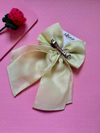 Double Layered Sage Green Bow with Rhinestones – Bridal Organza Accessory