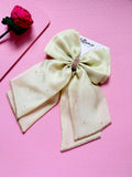 Double Layered Sage Green Bow with Rhinestones – Bridal Organza Accessory