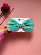 Sage Green Organza Bow Clip | Crystal Embellished Hair Barrette for Women