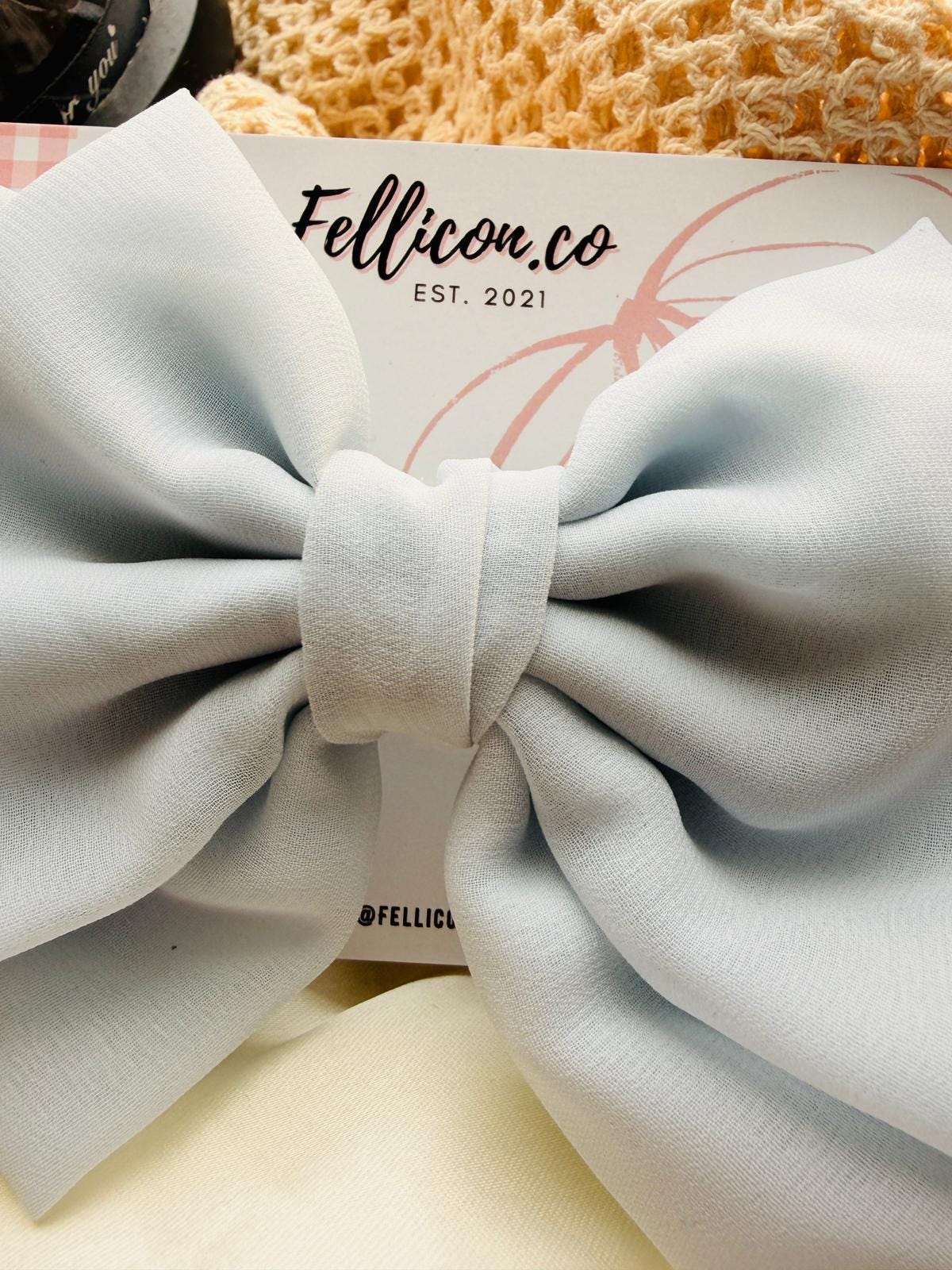 Extra large Dusty Blue Oversized Chiffon Hair Bow Clip, Romantic Coquette Style Accessory