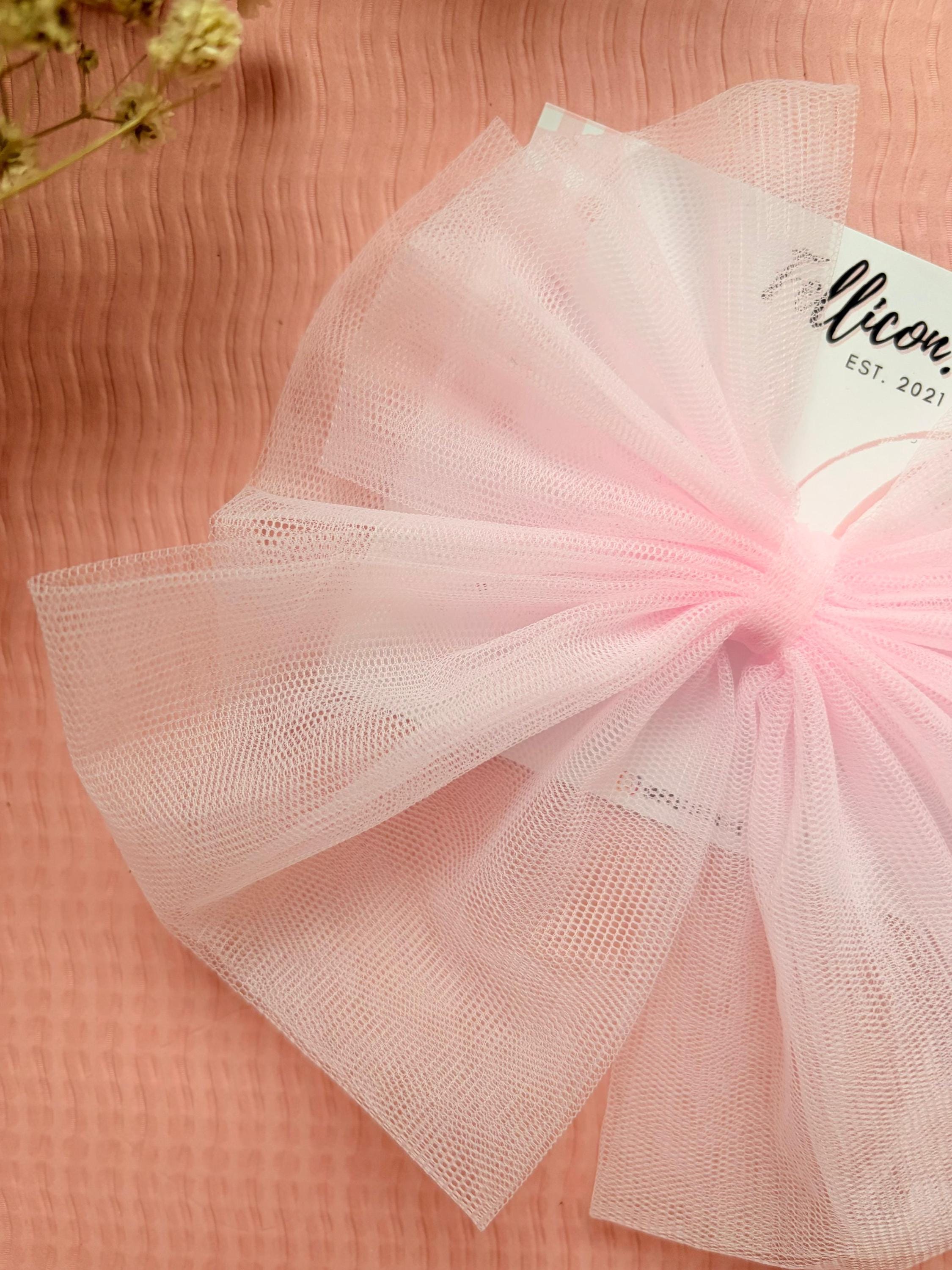 Oversized Tulle Hair Bow | Triple Layered Net Clip, 5x5 Inch, Women Girls Accessory