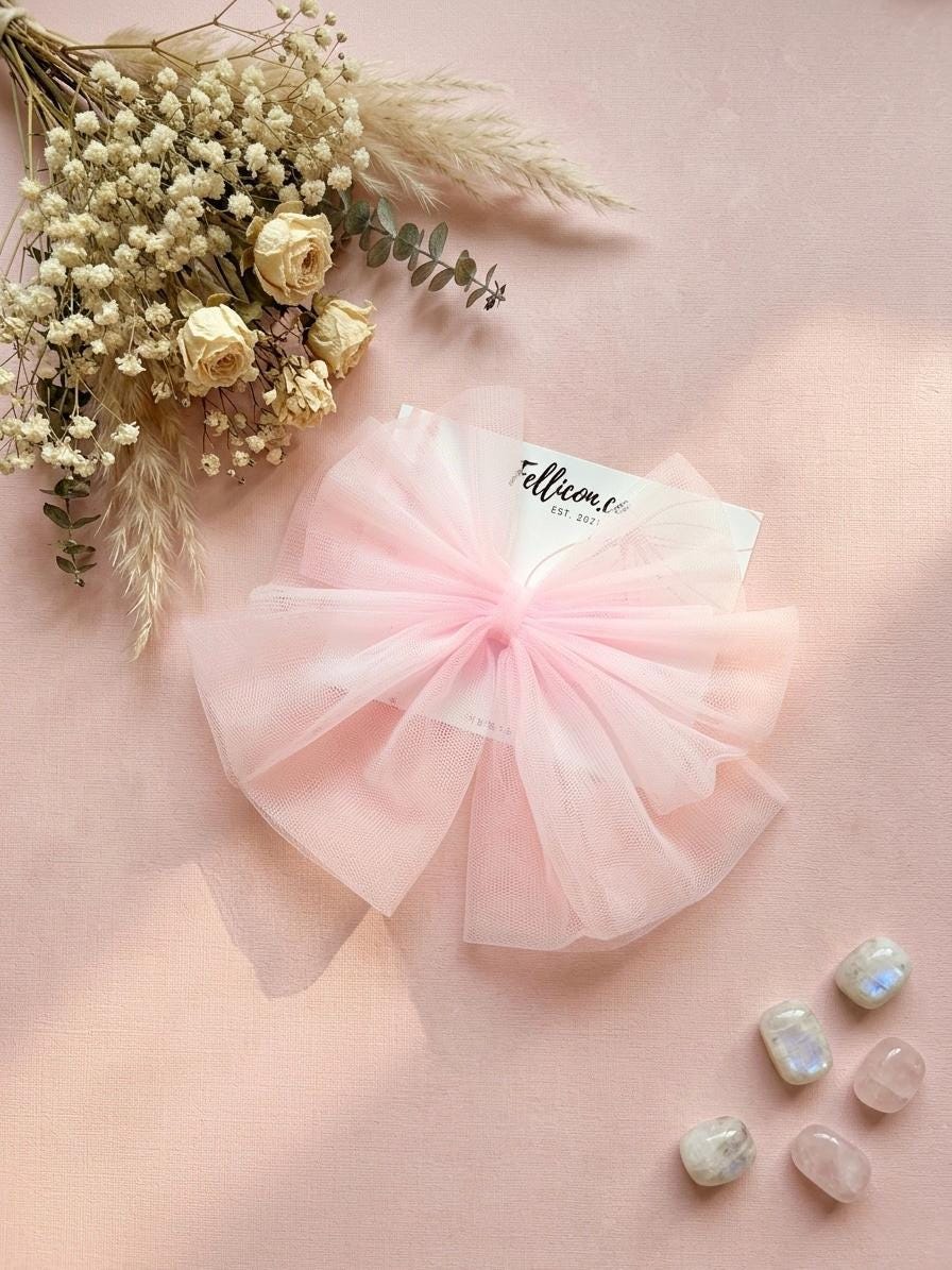 Oversized Tulle Hair Bow | Triple Layered Net Clip, 5x5 Inch, Women Girls Accessory