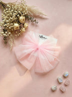 Oversized Tulle Hair Bow | Triple Layered Net Clip, 5x5 Inch, Women Girls Accessory
