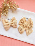 Large Crochet Vintage Hair Bow, Coquette Boho Lace Accessory Handmade Ribbon Applique