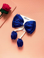 Organza iridescent large hair bow with hanging tulip | coquette statement hair clip